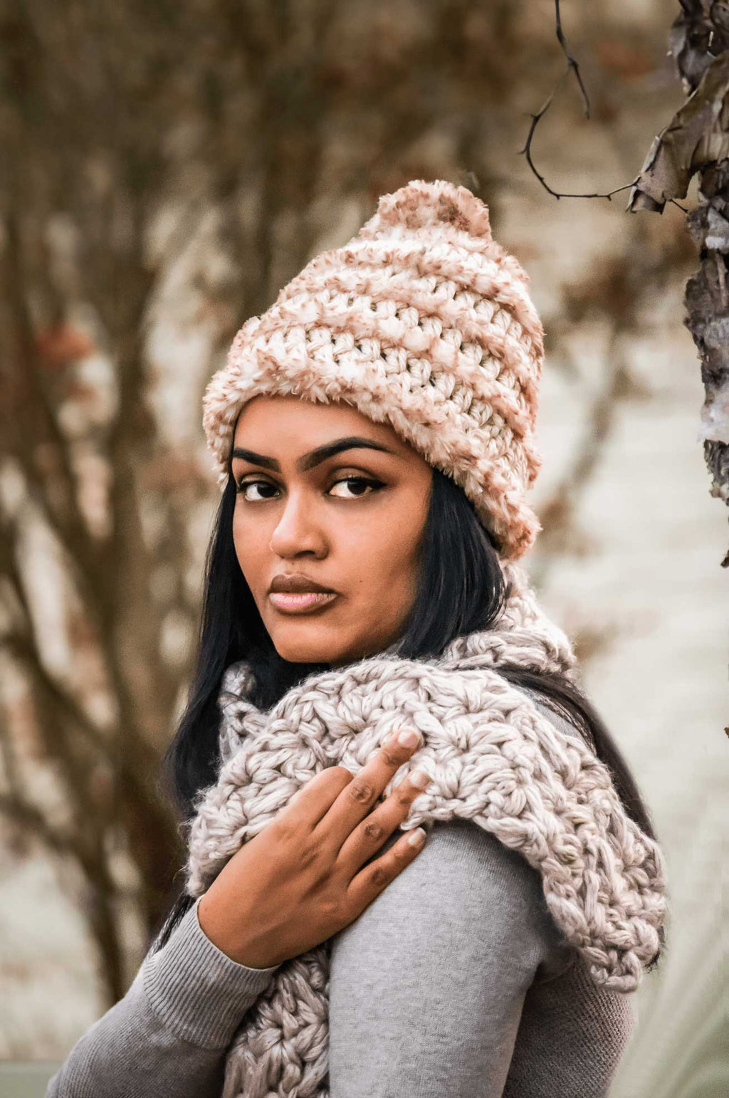 Winter Hat Set Women Girls Rainbow Pom Pom Beanies Hats Winter