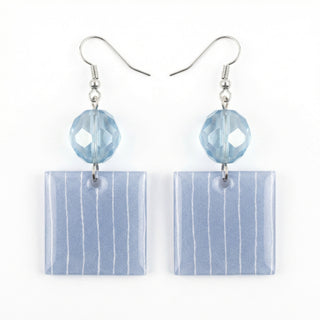 Blue and White Stripe Earrings - Elham