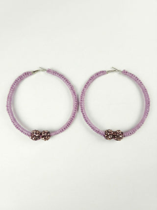 Wrapped Hoop Earrings - Lavender with Crystal Accents