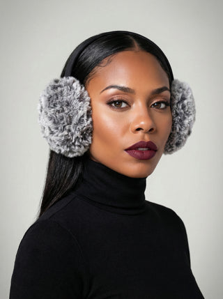 Faux Fur Earmuffs in Black & Gray