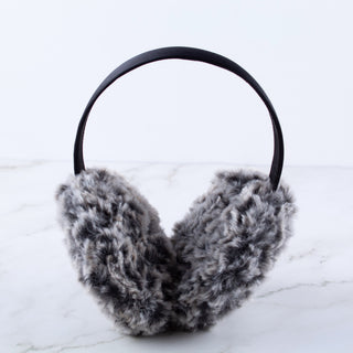 Faux Fur Earmuffs - Black and Gray
