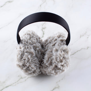 Faux Fur Earmuffs - Gray and White