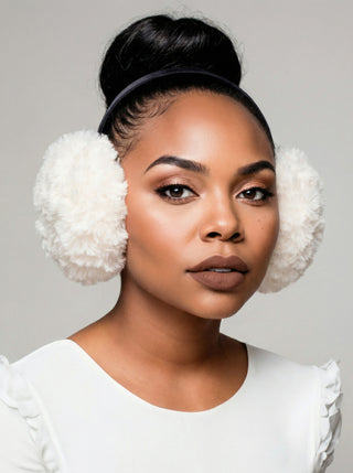 White Faux Fur Earmuffs