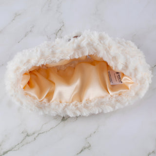 Faux Fur Satin Lined Winter Headband in White