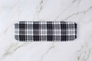 Plaid Satin Lined Headband in Black and White