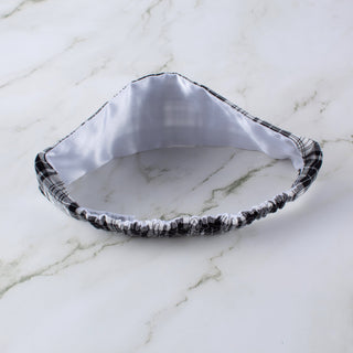 Plaid Satin Lined Headband in Black and White