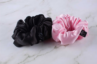 Silk Scrunchies Set | Black and Pink