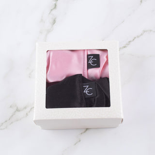 Silk Scrunchies Set | Black and Pink