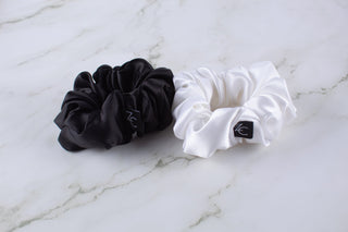 Silk Scrunchies Set - Black and White