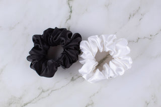 Silk Scrunchies Set - Black and White