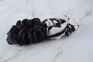Silk Scrunchies Set - Black and Zebra Print