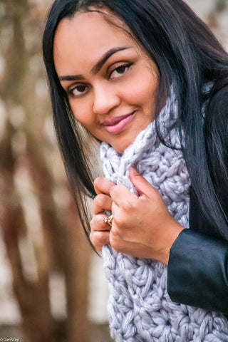 Silver Chunky Winter Scarf