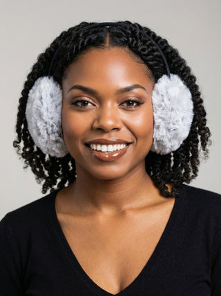 Faux Fur Earmuffs in White & Black